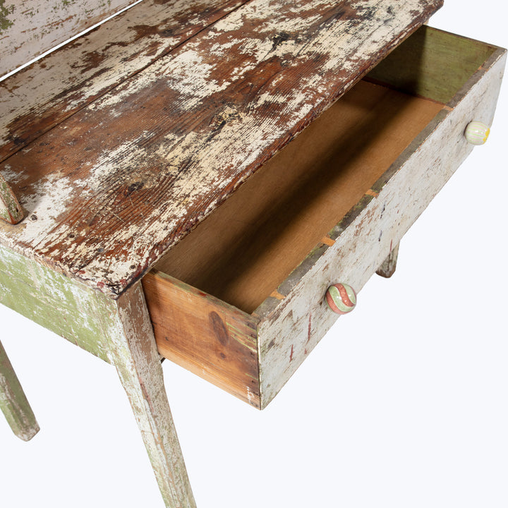 Vintage White Chippy Desk with Shelf