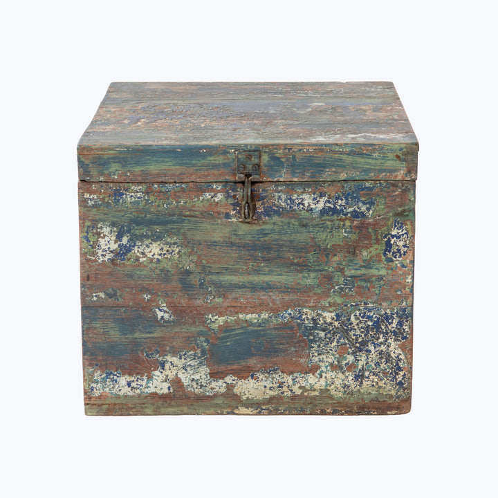 Vintage Blue Painted Square Trunk