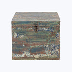 Vintage Blue Painted Square Trunk