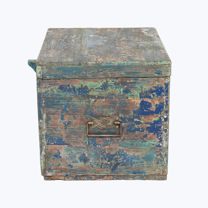 Vintage Blue Painted Square Trunk