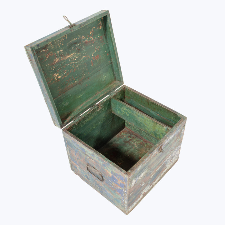 Vintage Blue Painted Square Trunk