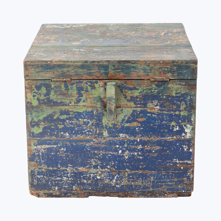 Vintage Blue Painted Square Trunk