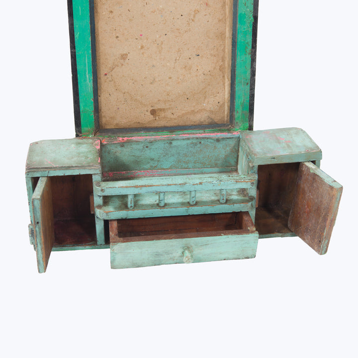 Vintage Green Hanging Velt Mirror