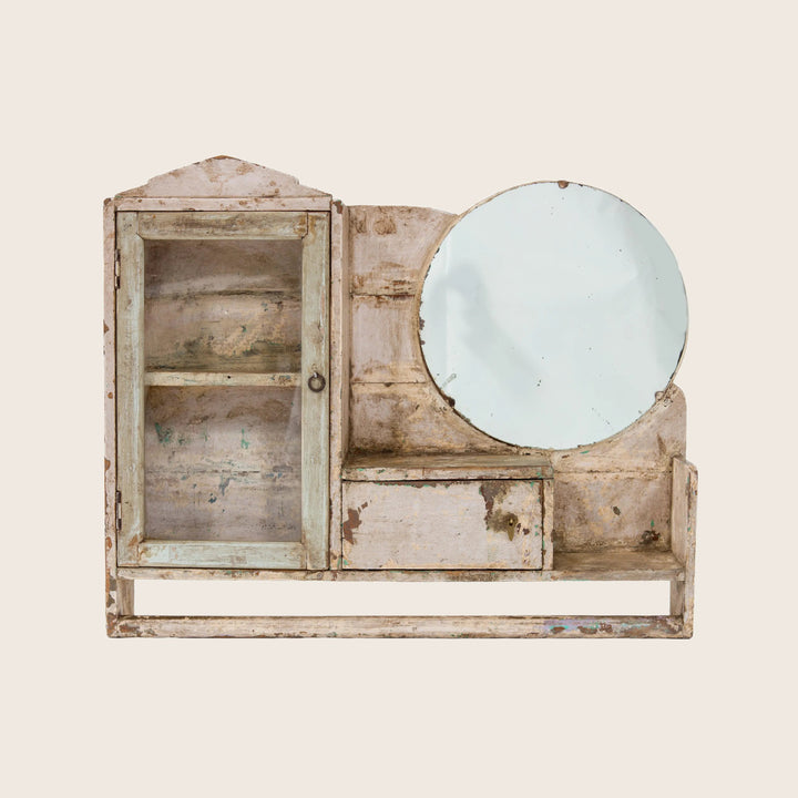 Vintage Round Hanging Valet Mirror