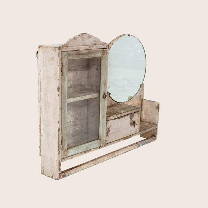 Vintage Round Hanging Valet Mirror