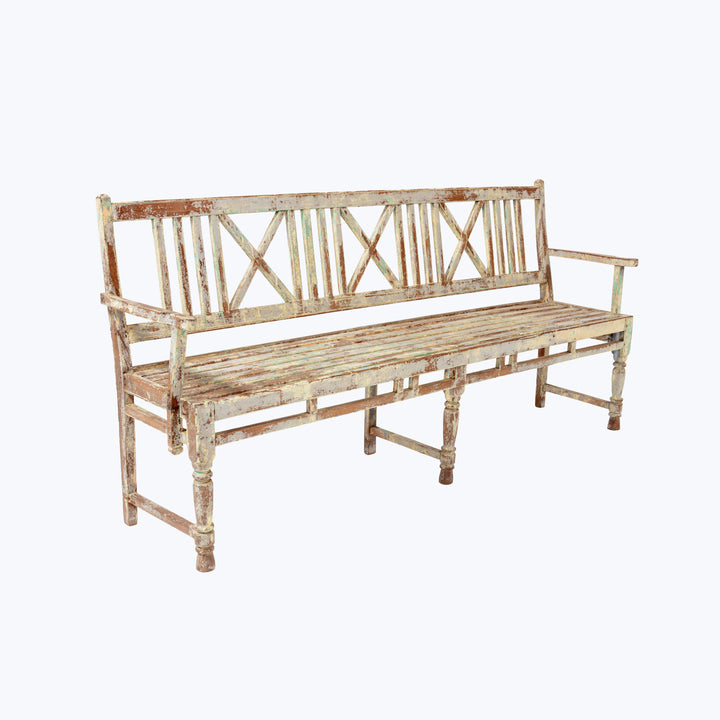 Vintage Multi-Color Painted Bench
