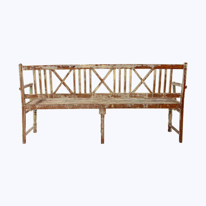 Vintage Multi-Color Painted Bench