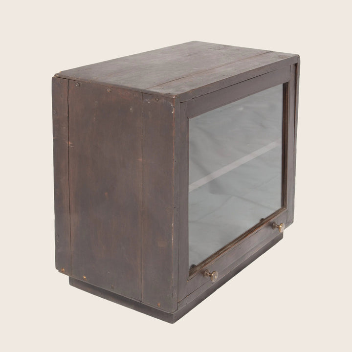 Vintage Wooden Slide-Front Small Cabinet