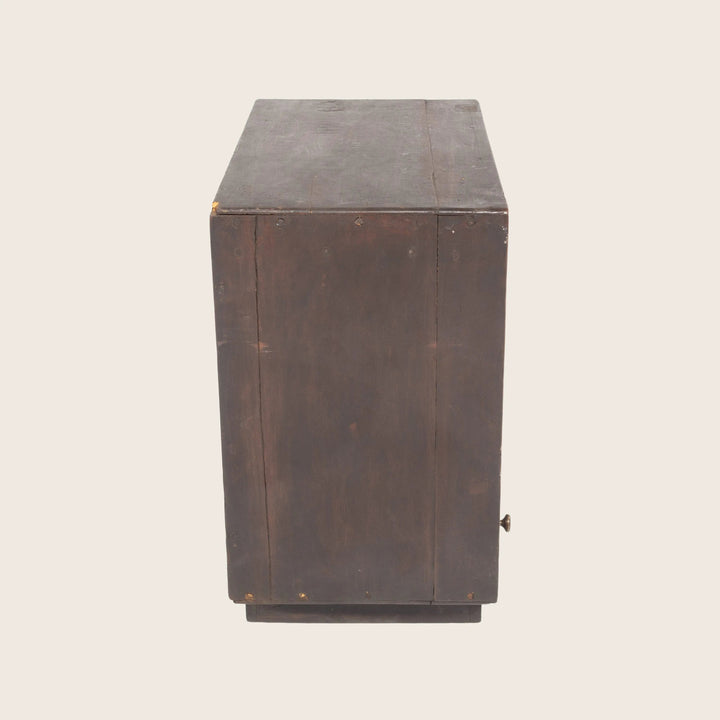 Vintage Wooden Slide-Front Small Cabinet