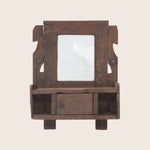 Vintage Wood Carved Hanging Valet Mirror