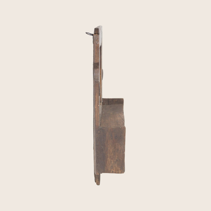 Vintage Wood Carved Hanging Valet Mirror