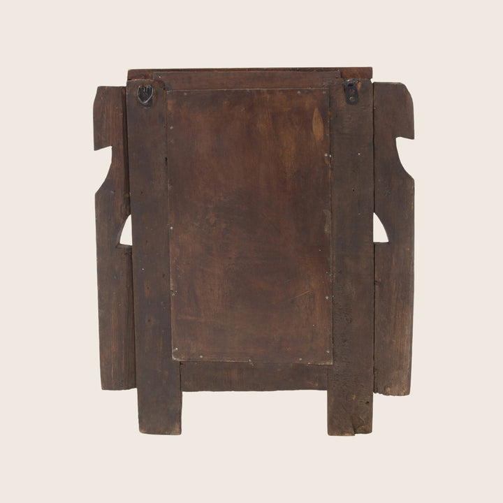 Vintage Wood Carved Hanging Valet Mirror