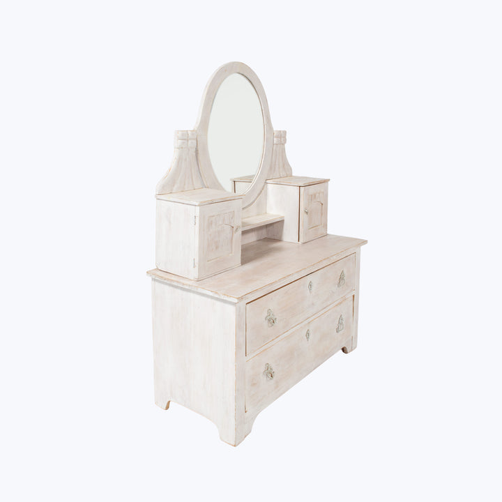 Vintage European White-Wash Vanity Dresser
