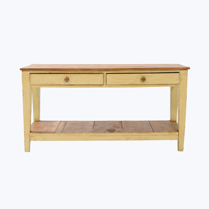 Vintage Citron-Leg Butcher's Table