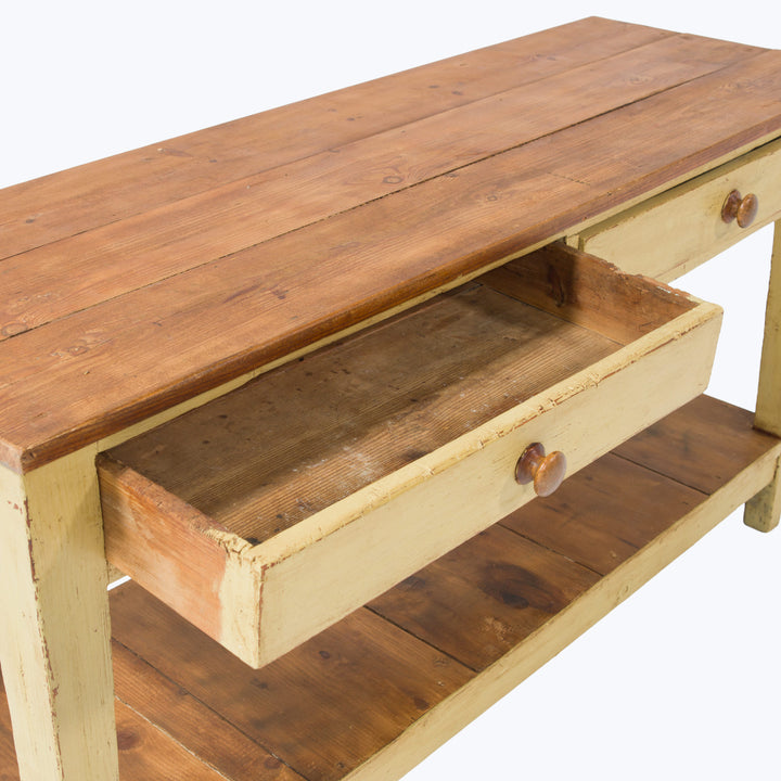 Vintage Citron-Leg Butcher's Table