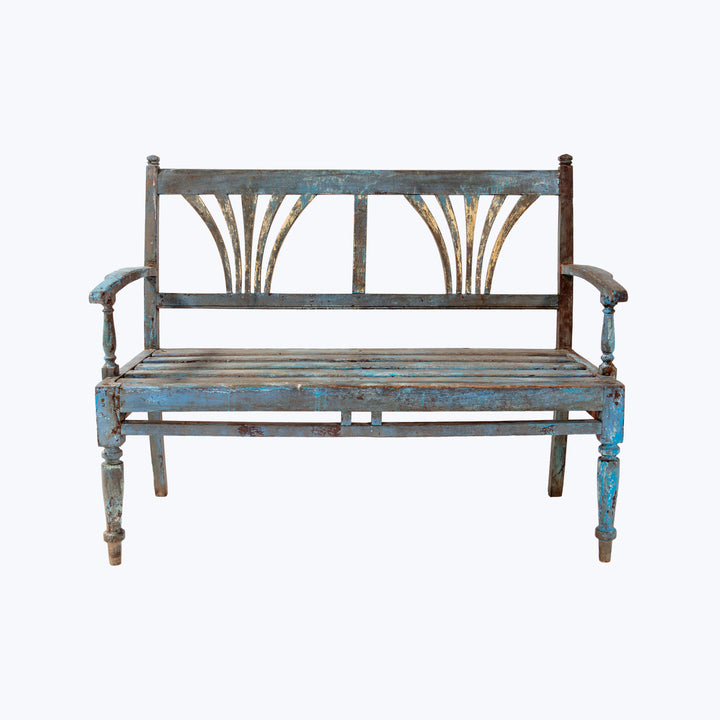 Vintage Blue Painted Bench