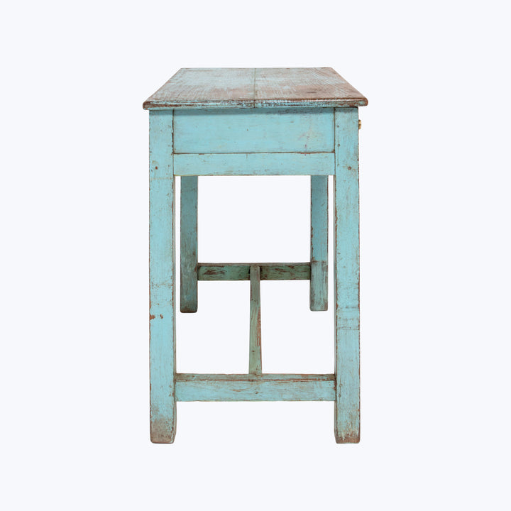 Vintage Blue Chippy Small Desk | Console Table