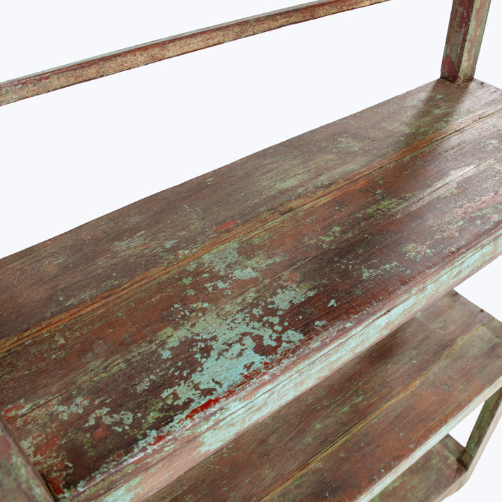 Vintage Green Chippy Wood Shelf