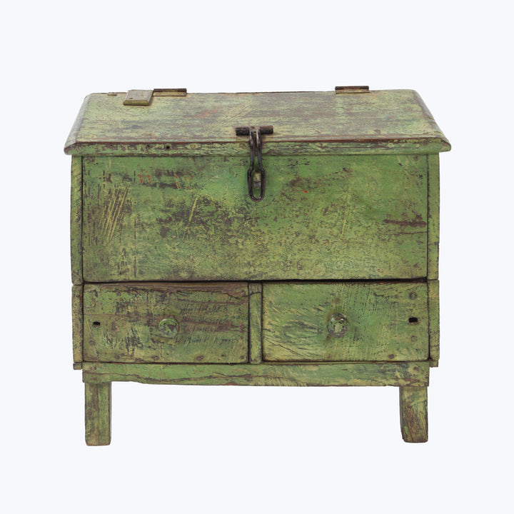 Vintage Green Painted Storage Chest