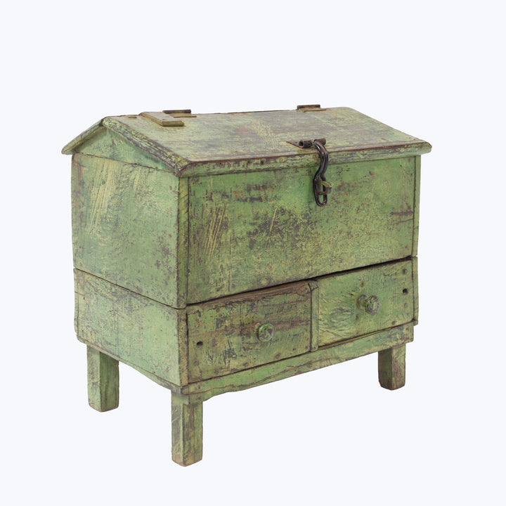 Vintage Green Painted Storage Chest