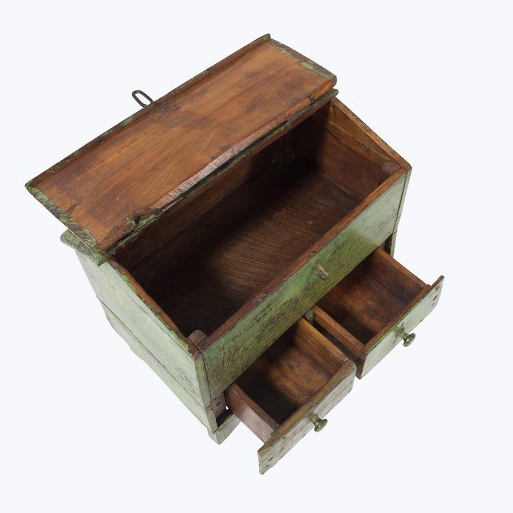 Vintage Green Painted Storage Chest