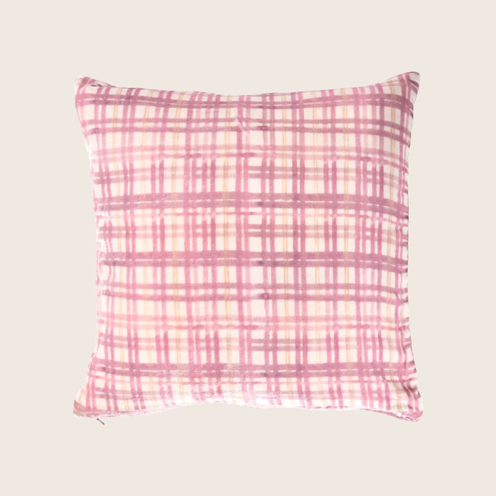 Plaid Silk Velvet Pillow Blush