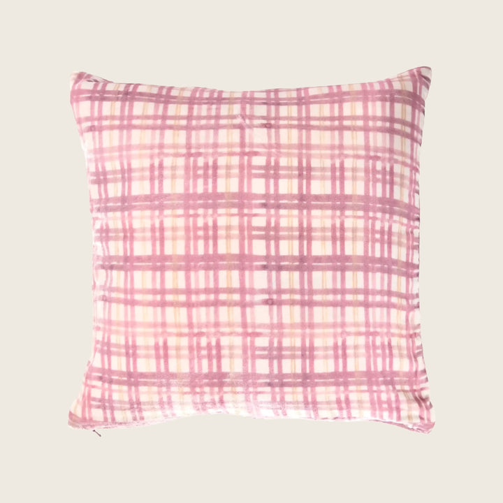 Plaid Silk Velvet Pillow Blush