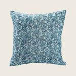 Ghost Print Silk Velvet Pillow Blue Lagoon Fern