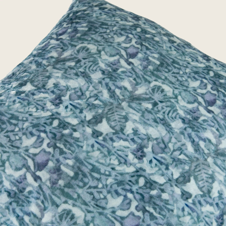 Ghost Print Silk Velvet Pillow Blue Lagoon Fern