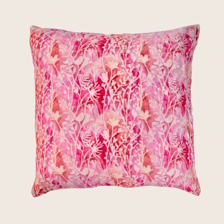 Ghost Print Silk Velvet Pillow Blush Marigold