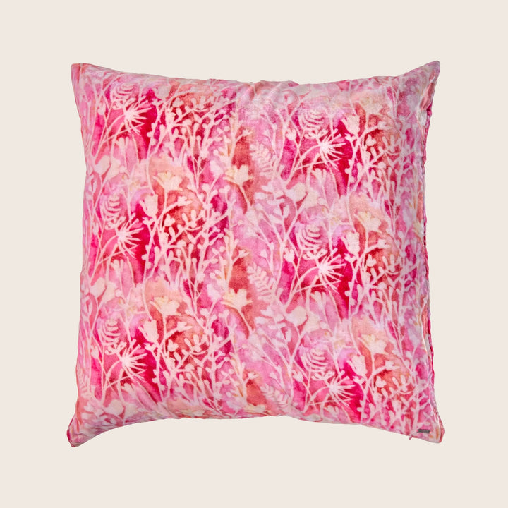 Ghost Print Silk Velvet Pillow Blush Marigold