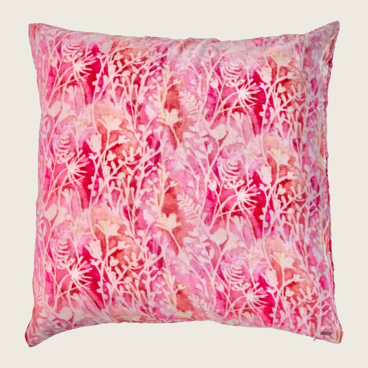 Ghost Print Silk Velvet Pillow Blush Marigold