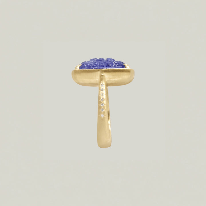 Floral Blue Tanzanite Carved Ring