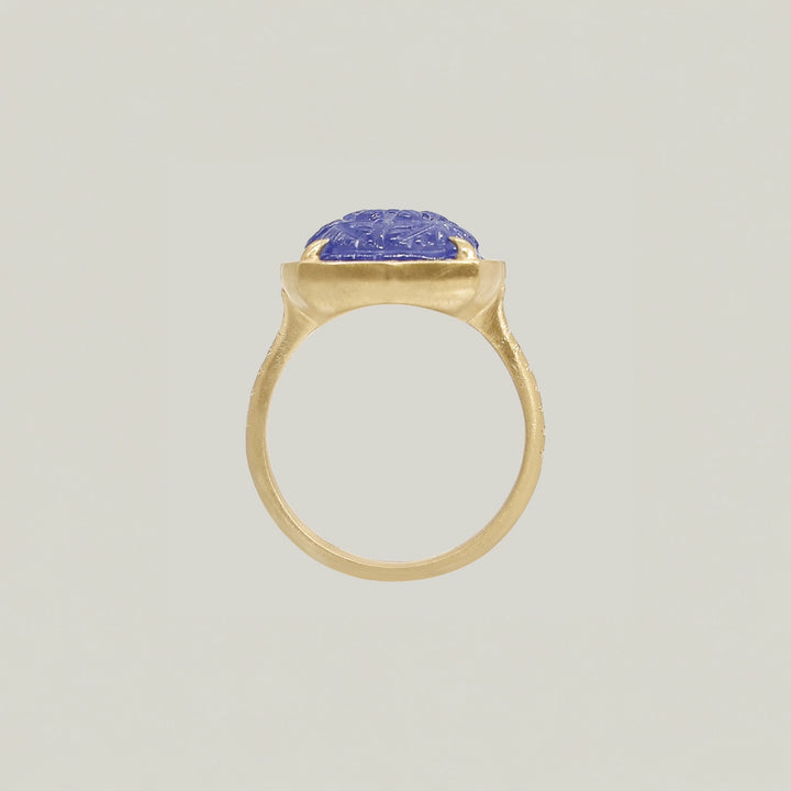 Floral Blue Tanzanite Carved Ring