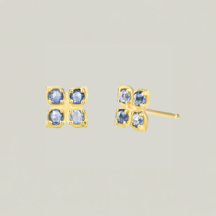 Floral Studs, Blue Sapphire