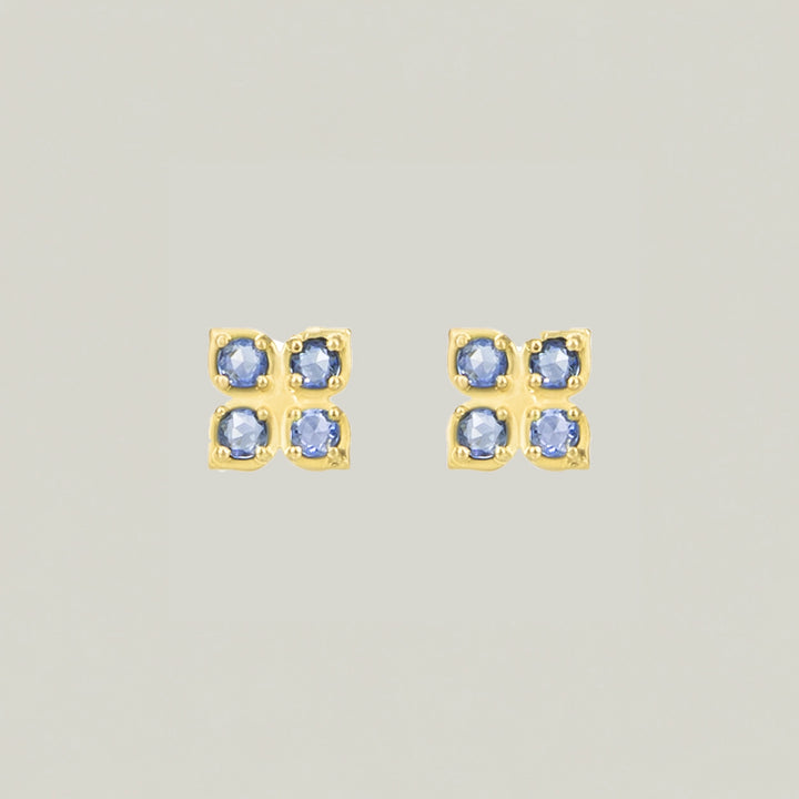 Floral Studs, Blue Sapphire