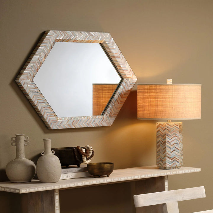 Image for Academy Mother of Pearl Hexagon Wall Mirror