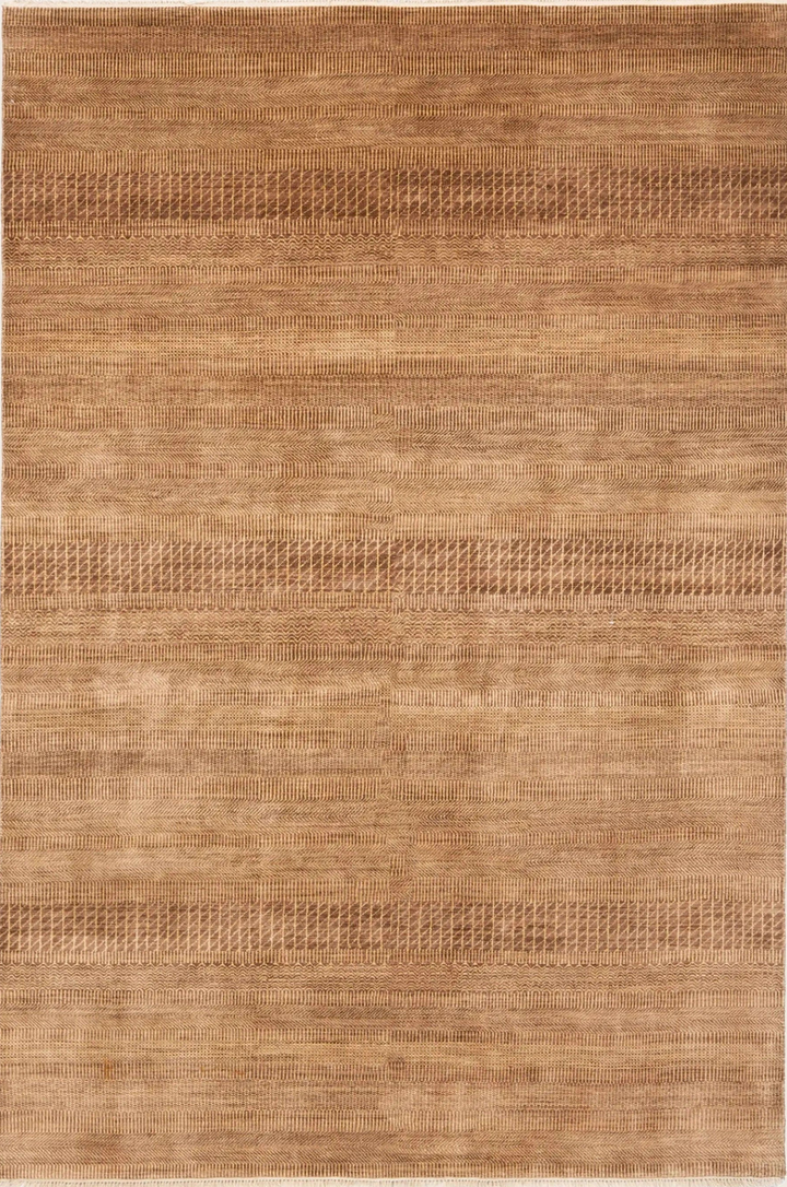 Brown Transitional Indo Savannah Wool Art Silk Blend Rug - 6'1" x 9'2"
