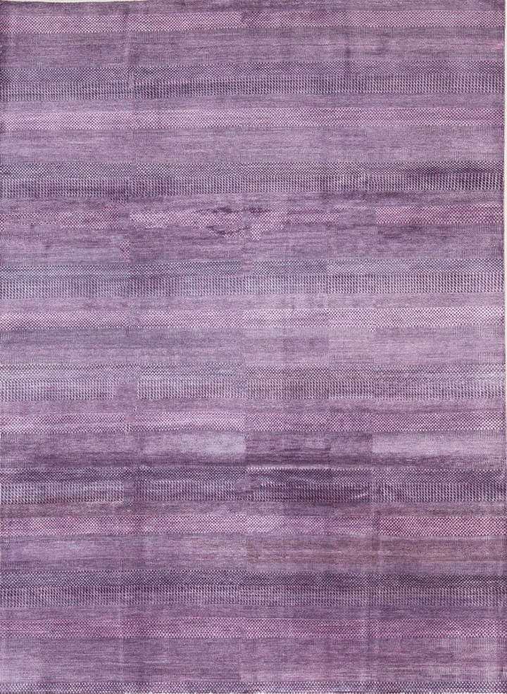 Purple Transitional Indo Savannah Wool Art Silk Blend Rug - 9' x 11'1