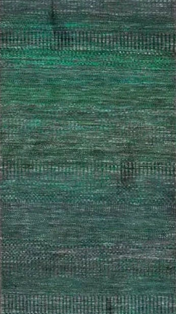 Hunter Green Transitional Indo Savannah Wool Art Silk Blend Runner - 2'6" x 19'1