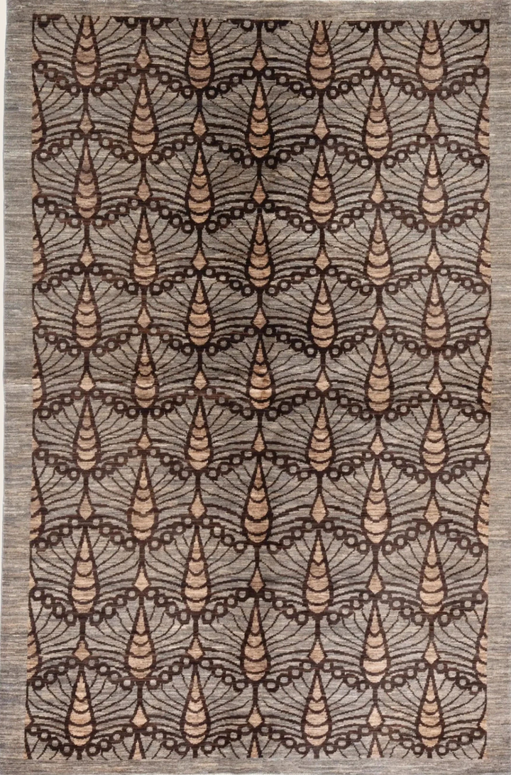 Brown Transitional Pak Natural Wool Rug - 5'3" x 7'9"