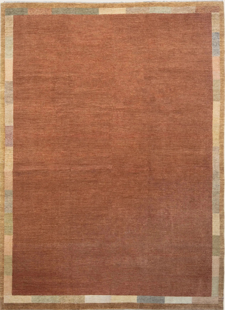 Rust Transitional Indo Savannah Wool Art Silk Blend Rug - 10'3" x 14'1"