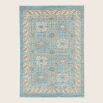 Blue Cream Traditional Pak Khotan Wool Rug - 5'1" x 7'3"