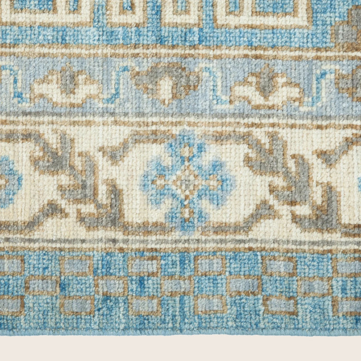 Blue Cream Traditional Pak Khotan Wool Rug - 5'1" x 7'3"