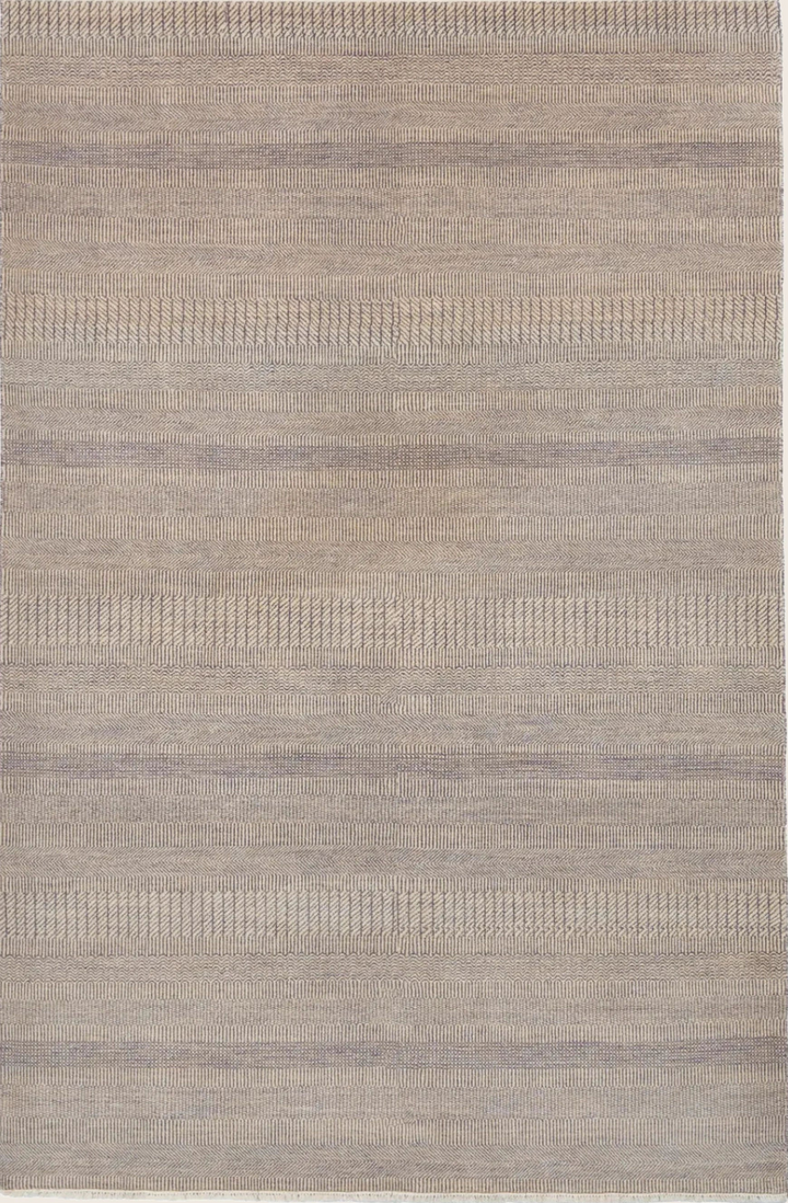 Lavender Transitional Indo Savannah Wool Art Silk Blend Rug - 6'2" x 9'1"
