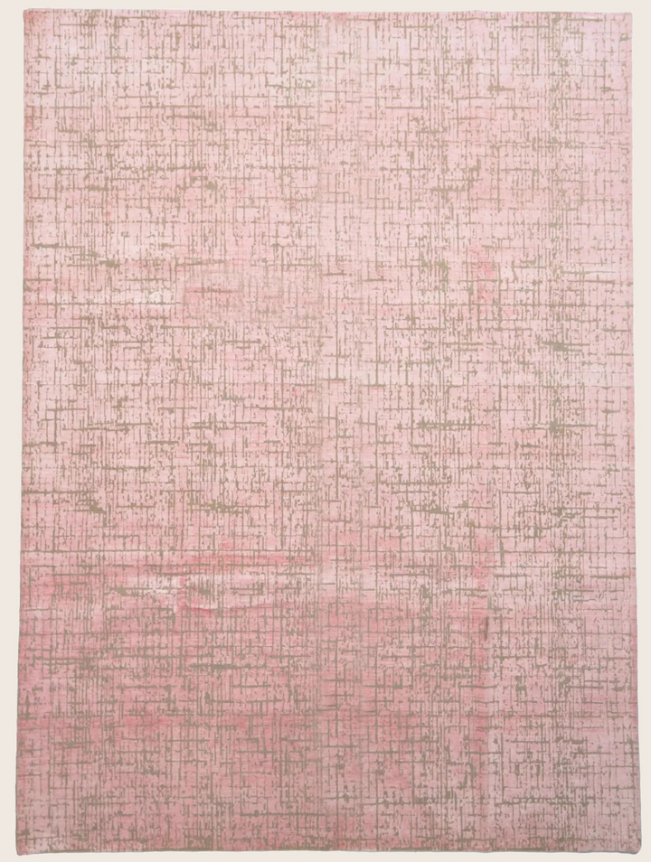Pink Textured Indo Ikat Wool Rug - 8'1 x 12'3"