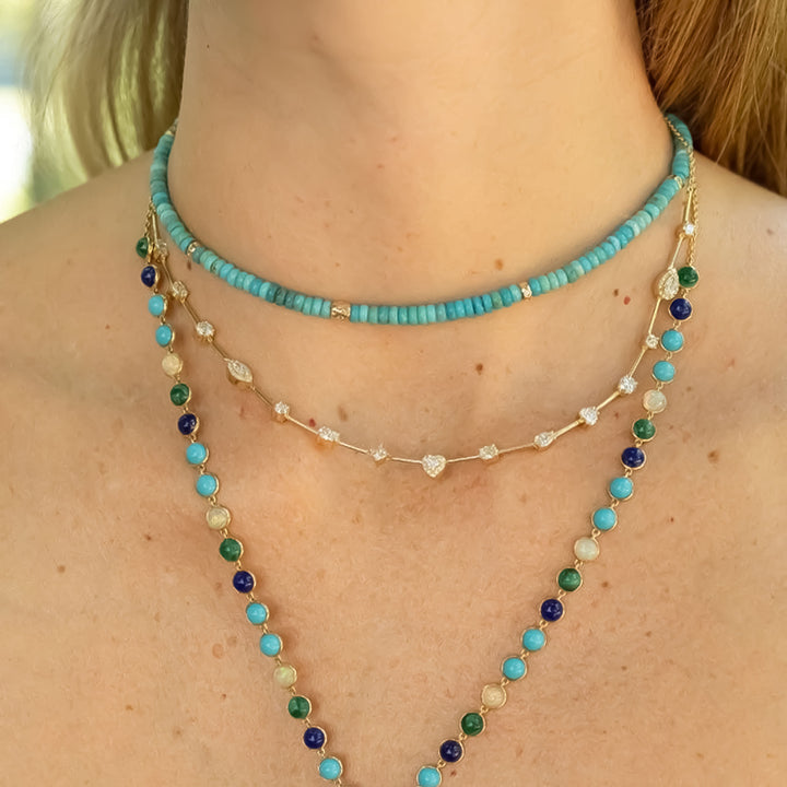 Image for Celestial Trade Beads, Tiny Turquoise Beads, 5 Gold Beads