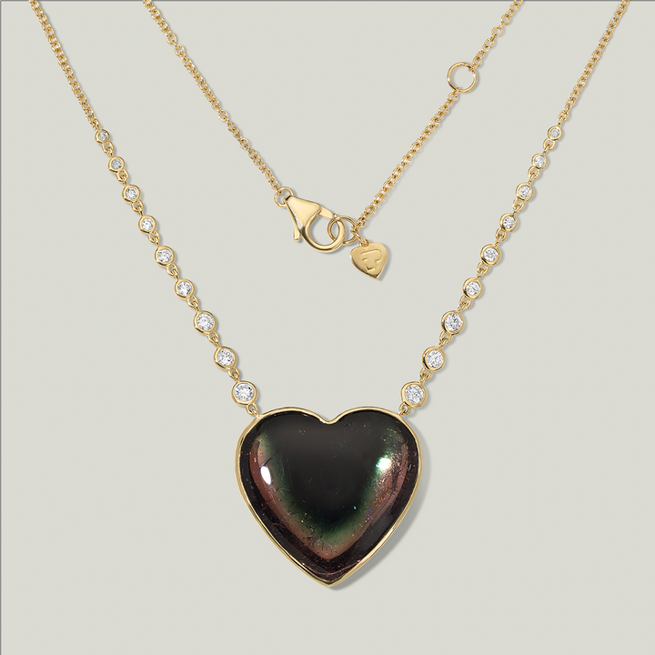 Image for Large Bi-Color Tourmaline Heart Bubbles Necklace, Ooak