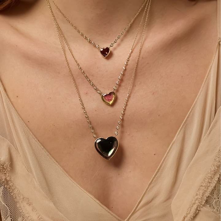 Image for Large Bi-Color Tourmaline Heart Bubbles Necklace, Ooak