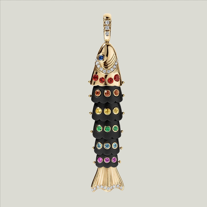 Image for In The Black Swedish Fish Pendant, Rainbow, Large